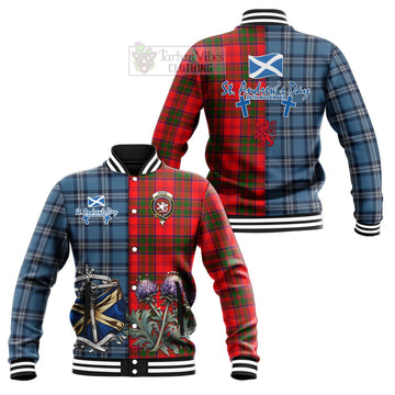 Heron Tartan Baseball Jacket Happy St. Andrew's Day Half Tartan Style Unisex - Tartan Vibes Clothing