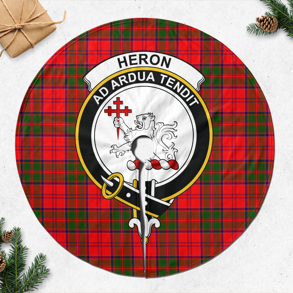 Heron Tartan Christmas Tree Skirt with Family Crest 47*47 inch - Tartan Vibes Clothing