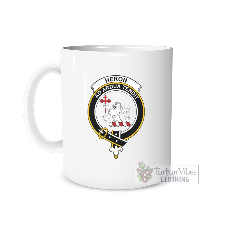 Heron Family Crest Ceramic Mug White - 2D-tartanvibesclothing