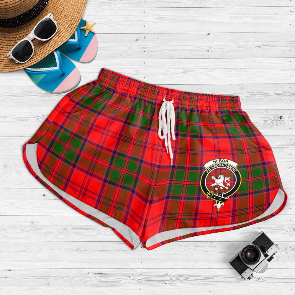 Heron Tartan Womens Shorts with Family Crest 4XL - Tartan Vibes Clothing