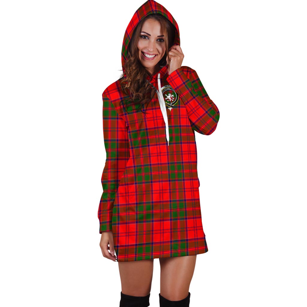 Heron Tartan Hoodie Dress with Family Crest - Tartan Vibes Clothing