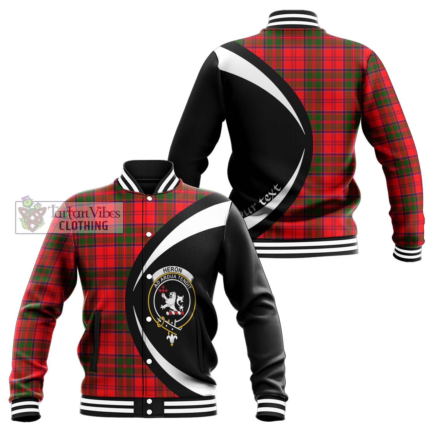 Heron Tartan Baseball Jacket with Family Crest Circle Style Unisex - Tartan Vibes Clothing