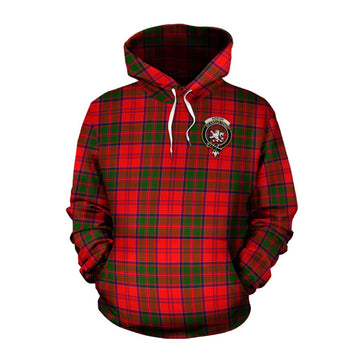 Heron Tartan Cotton Hoodie with Family Crest and Bearded Skull Holding Bottles of Whiskey Pullover Hoodie XS - Tartan Vibes Clothing