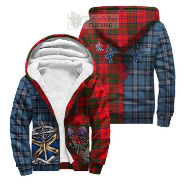 Heron Tartan Sherpa Hoodie Happy St. Andrew's Day Half Tartan Style Unisex S - Tartan Vibes Clothing