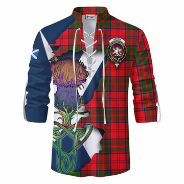 Tartan Vibes Clothing Heron Tartan Family Crest Ghillie Kilt Shirt Scottish Thistle Celtic Inspired