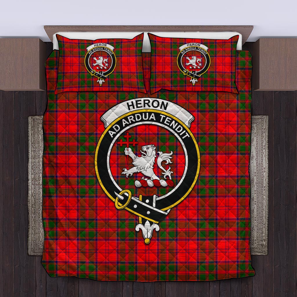 Heron Tartan Quilt Bed Set with Family Crest King - Tartan Vibes Clothing