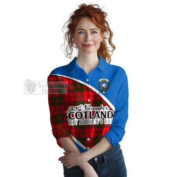 Heron Family Crest Tartan Women's Casual Shirt Celebrate Saint Andrew's Day in Style Female - Tartan Vibes Clothing