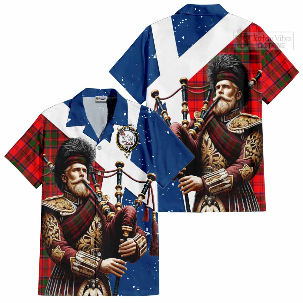 Heron Tartan Hawaiian Shirt with Family Crest Scottish Bagpiper Vibes Kid - Tartan Vibes Clothing