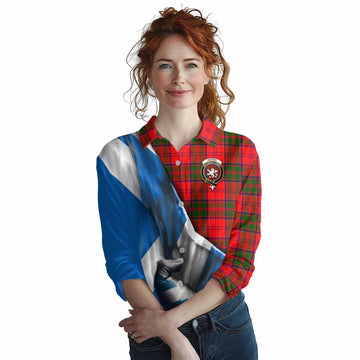 Heron Tartan Women's Casual Shirt with Family Crest Scotland Patriotic Style Female - Tartan Vibes Clothing