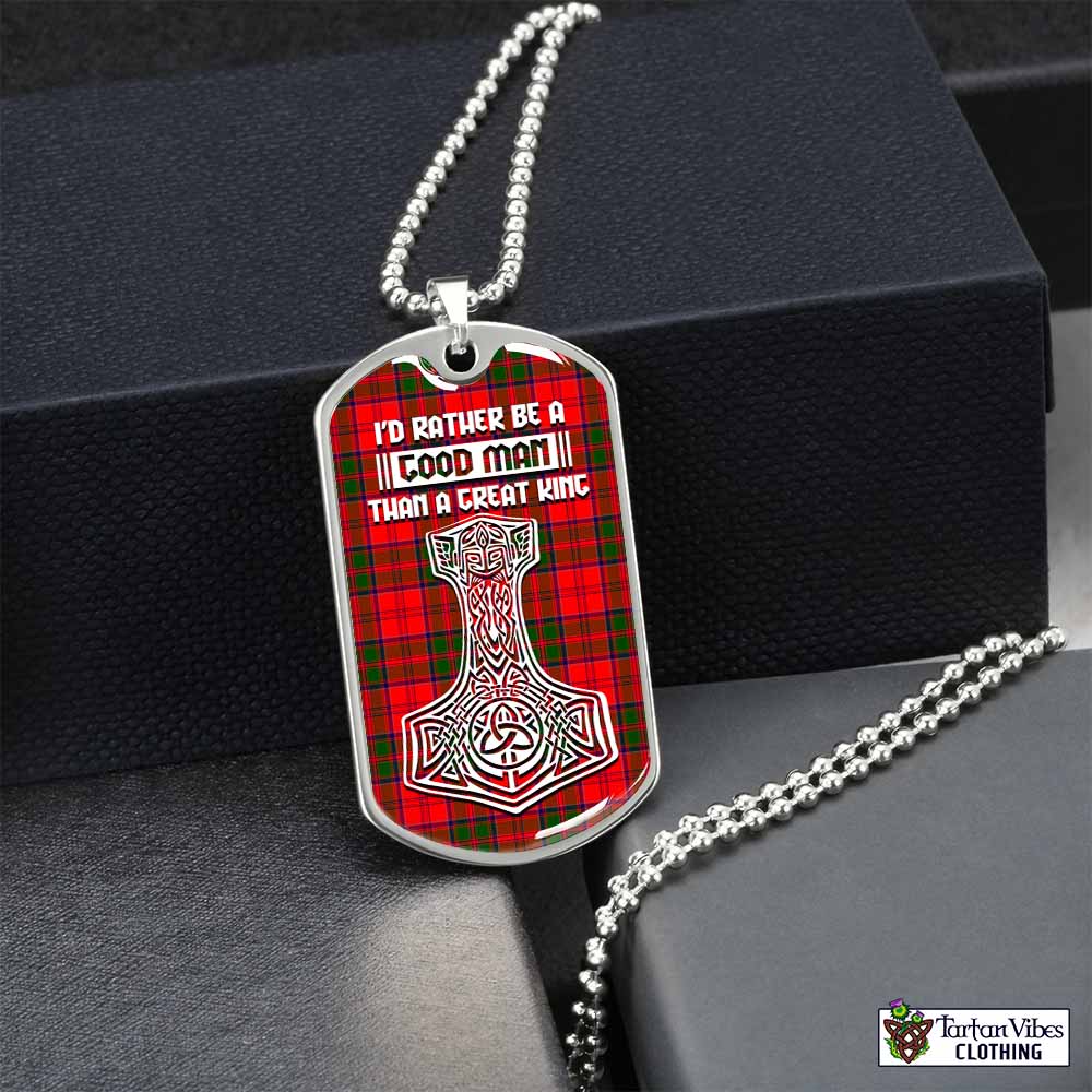 Heron Tartan Dog Tag Necklace Viking Mjolnir Style Silver No - Tartan Vibes Clothing