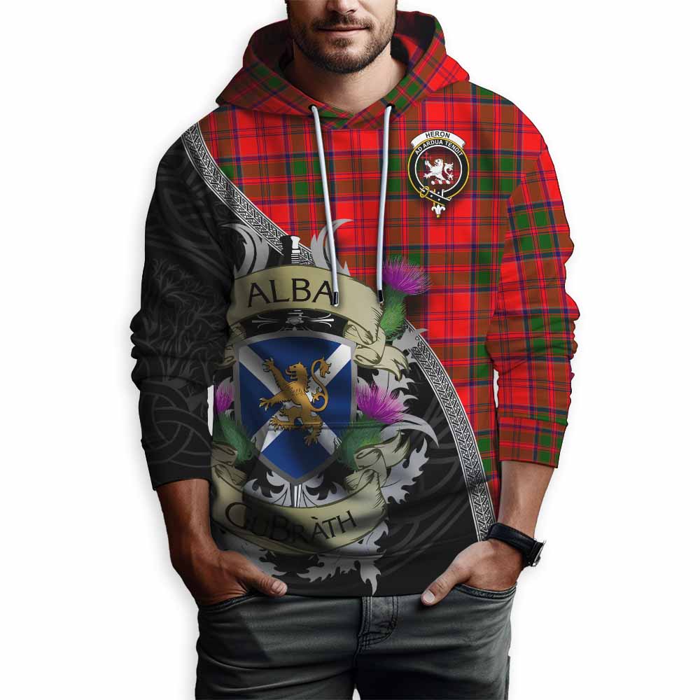 Heron Tartan Family Crest Hoodie Lion Rampant Royal Thistle Shield Celtic Inspired Pullover Hoodie - Tartan Vibes Clothing