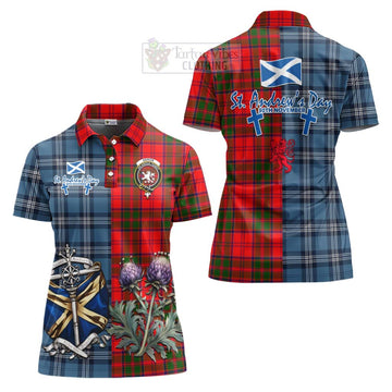 Heron Tartan Women's Polo Shirt Happy St. Andrew's Day Half Tartan Style Women - Tartan Vibes Clothing