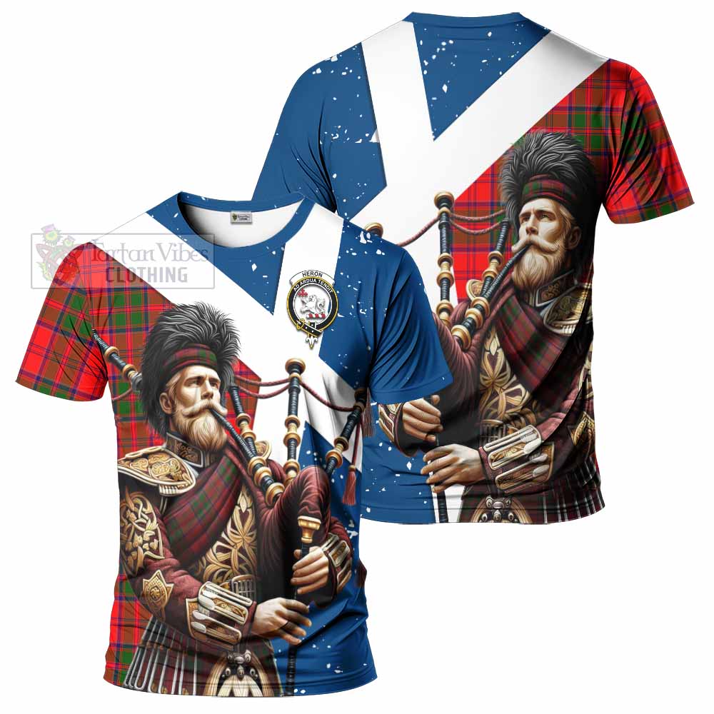 Heron Tartan T-Shirt with Family Crest Scottish Bagpiper Vibes Kid's Shirt - Tartan Vibes Clothing