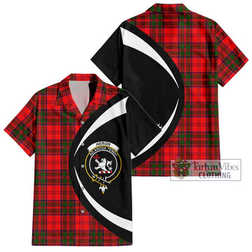 Heron Tartan Hawaiian Shirt with Family Crest Circle Style Kid - Tartan Vibes Clothing