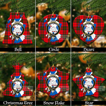 Heron Tartan Christmas Ceramic Ornaments with Family Crest and Scotland Map Ceramic - Tartan Vibes Clothing