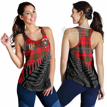 Heron Crest Tartan Women's Racerback Tanks with New Zealand Silver Fern Half Style 4XL - Tartan Vibes Clothing