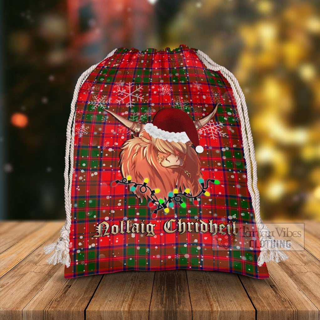 Heron Tartan Christmas Santa's Bag with Twinkle Highland Cattle - Tartan Vibes Clothing