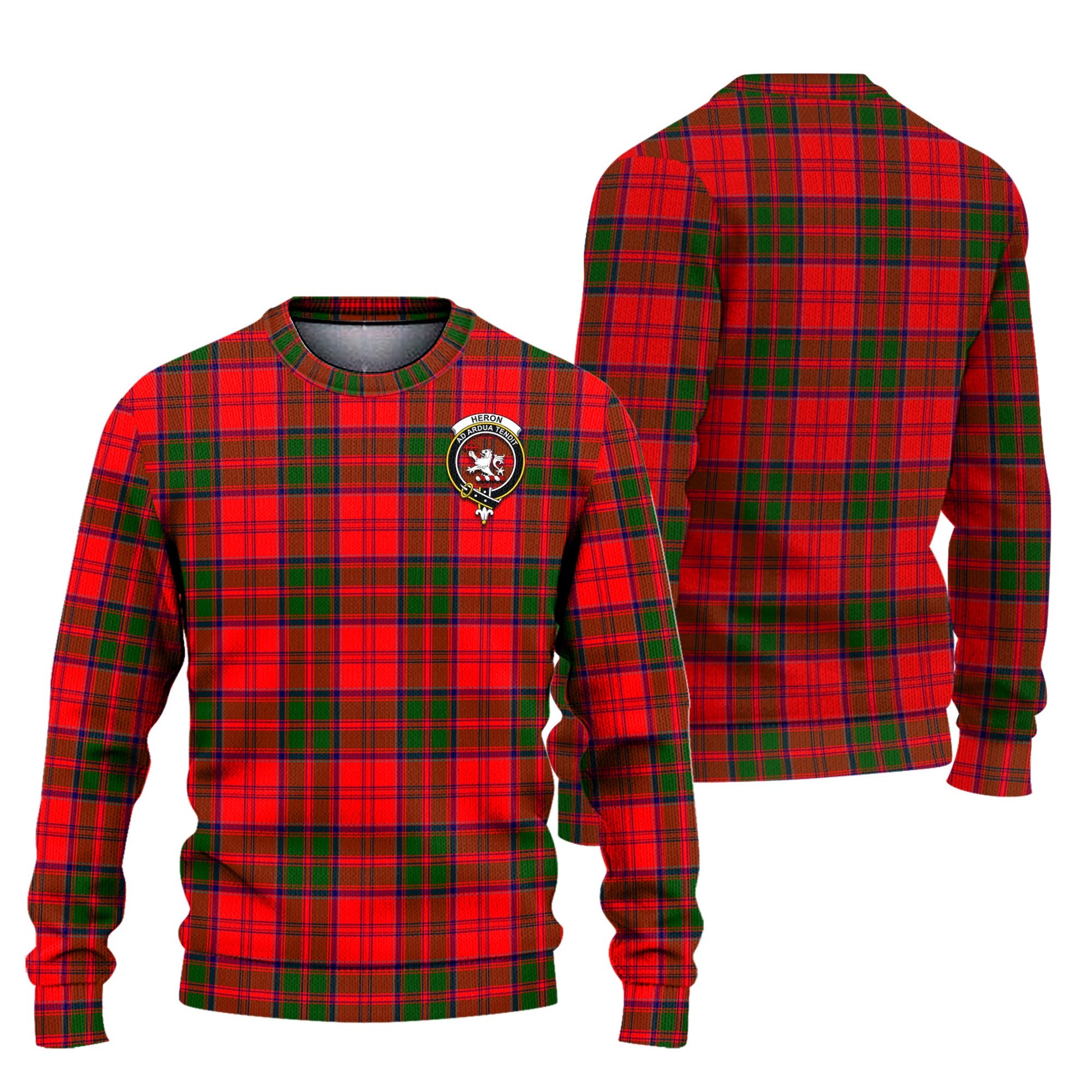 Heron Tartan Ugly Sweater with Family Crest Unisex - Tartan Vibes Clothing