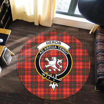 Heron Tartan Round Rug with Family Crest Premium Round Rug - Tartan Vibes Clothing