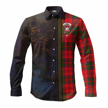 Heron Tartan Family Crest Long Sleeve Button Shirt Alba Gu Brath Be Brave Lion Ancient Style Men's Shirt S - Tartan Vibes Clothing