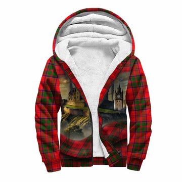 Heron Tartan Family Crest Sherpa Hoodie with Scottish Ancient Castle Style Unisex S - Tartan Vibes Clothing