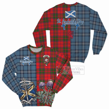 Heron Tartan Sweatshirt Happy St. Andrew's Day Half Tartan Style Unisex - Tartan Vibes Clothing