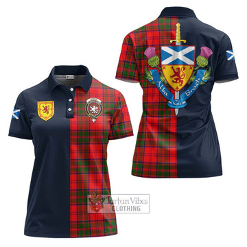 Heron Tartan Women's Polo Shirt Alba with Scottish Lion Royal Arm Half Style Women - Tartan Vibes Clothing