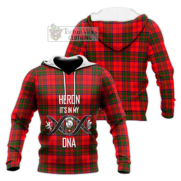Heron Tartan Knitted Hoodie with Family Crest DNA In Me Style Unisex Knitted Pullover Hoodie - Tartan Vibes Clothing