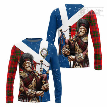 Heron Tartan Long Sleeve T-Shirt with Family Crest Scottish Bagpiper Vibes Unisex - Tartan Vibes Clothing