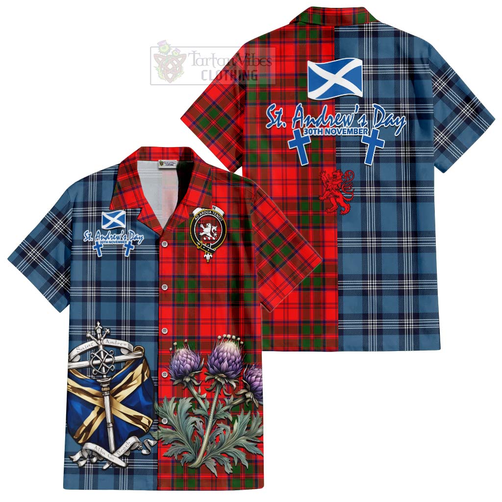 Heron Tartan Hawaiian Shirt Happy St. Andrew's Day Half Tartan Style Kid - Tartan Vibes Clothing