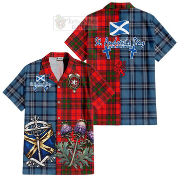 Heron Tartan Hawaiian Shirt Happy St. Andrew's Day Half Tartan Style Kid - Tartan Vibes Clothing