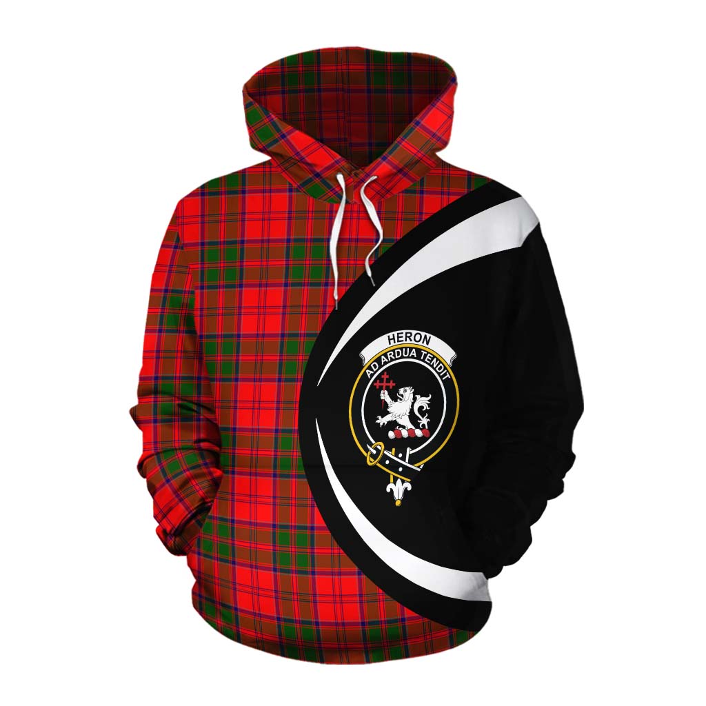 Heron Tartan Cotton Hoodie with Family Crest Circle Style Pullover Hoodie XS - Tartan Vibes Clothing