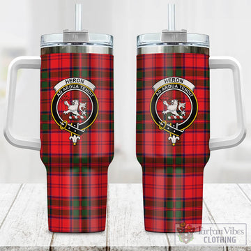 Heron Tartan Tumbler with Handle with Family Crest One Size 40 OZ - Tartan Vibes Clothing