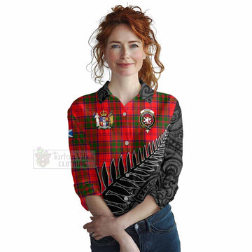 Heron Crest Tartan Women's Casual Shirt with New Zealand Silver Fern Half Style Female - Tartan Vibes Clothing
