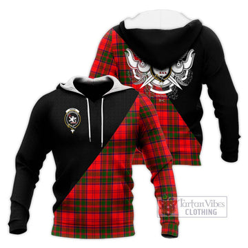 Heron Tartan Knitted Hoodie with Family Crest and Military Logo Style Unisex Knitted Pullover Hoodie - Tartan Vibes Clothing