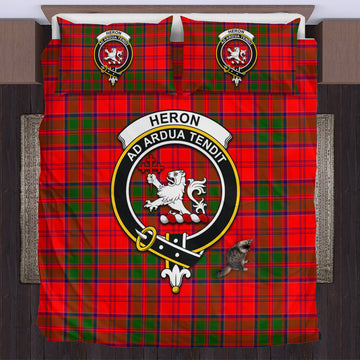 Heron Tartan Bedding Set with Family Crest