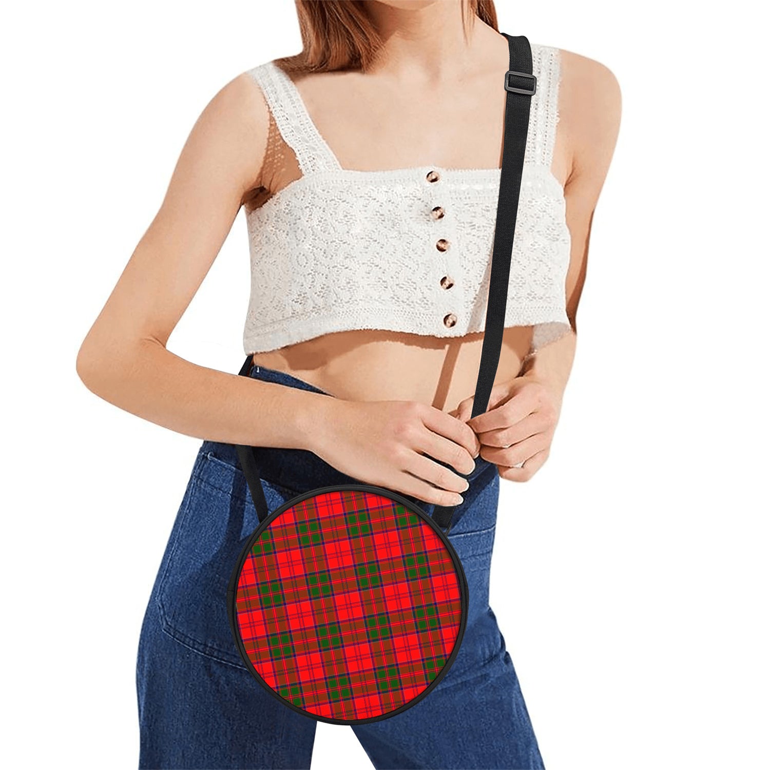 Heron Tartan Round Satchel Bags One Size 9*9*2.7 inch - Tartan Vibes Clothing
