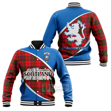 Heron Family Crest Tartan Baseball Jacket Celebrate Saint Andrew's Day in Style Unisex - Tartan Vibes Clothing