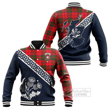Heron Tartan Baseball Jacket Featuring Thistle and Scotland Map Unisex - Tartan Vibes Clothing