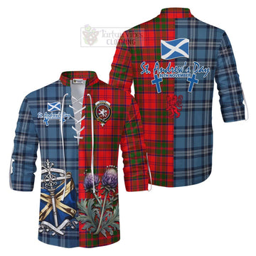 Heron Tartan Ghillie Kilt Shirt Happy St. Andrew's Day Half Tartan Style Men - Tartan Vibes Clothing