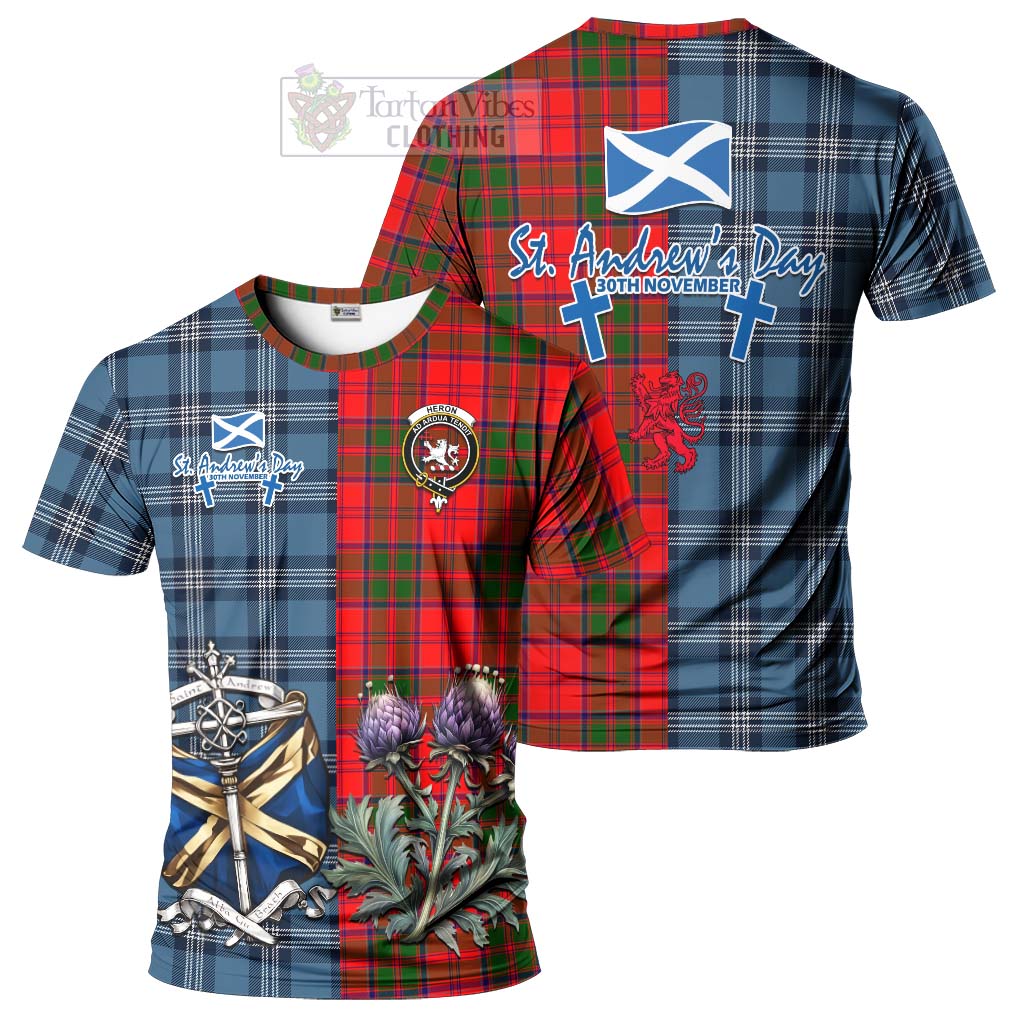 Heron Tartan T-Shirt Happy St. Andrew's Day Half Tartan Style Kid's Shirt - Tartan Vibes Clothing