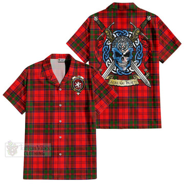 Heron Tartan Hawaiian Shirt with Family Crest Celtic Skull Style Kid - Tartan Vibes Clothing
