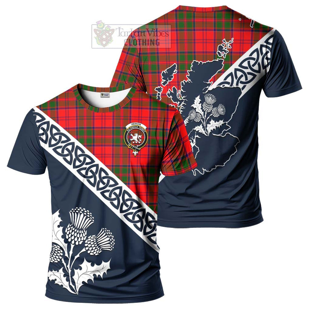 Heron Tartan T-Shirt Featuring Thistle and Scotland Map Kid's Shirt - Tartanvibesclothing Store