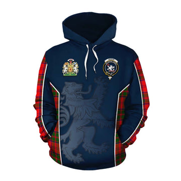 Heron Tartan Cotton Hoodie with Family Crest and Lion Rampant Vibes Sport Style Pullover Hoodie XS - Tartan Vibes Clothing