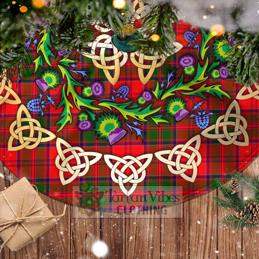 Tartan Vibes Clothing Heron Tartan Christmas Tree Skirt with Thistle Celtic Knot Style