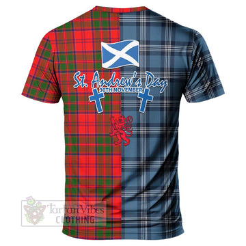 Heron Tartan T-Shirt Happy St. Andrew's Day Half Tartan Style - Tartan Vibes Clothing