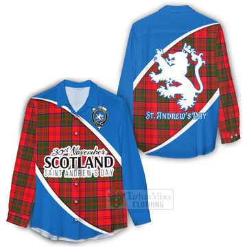 Heron Family Crest Tartan Women's Casual Shirt Celebrate Saint Andrew's Day in Style - Tartan Vibes Clothing