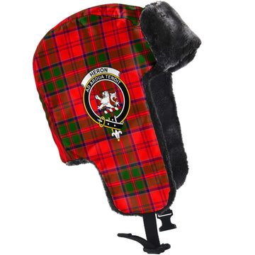 Heron Tartan Winter Trapper Hat with Family Crest - Tartan Vibes Clothing