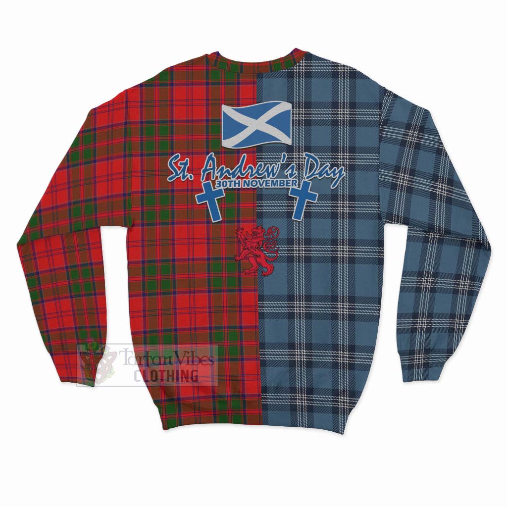 Heron Tartan Sweatshirt Happy St. Andrew's Day Half Tartan Style - Tartan Vibes Clothing