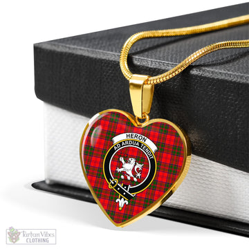 Heron Tartan Heart Necklace with Family Crest - Tartan Vibes Clothing